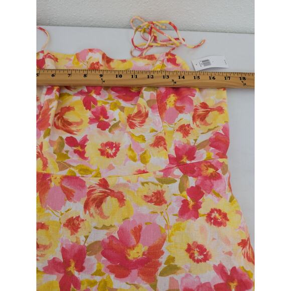 Old Navy Fit & Flare Tie Shoulder Linen Blend Floral Watercolor Dress Size L new - Picture 9 of 10